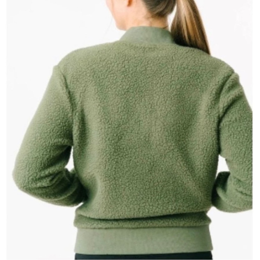 Zyia Active Olive Green Flying V Fleece Bomber Jacket Size Small - Picture 3 of 9